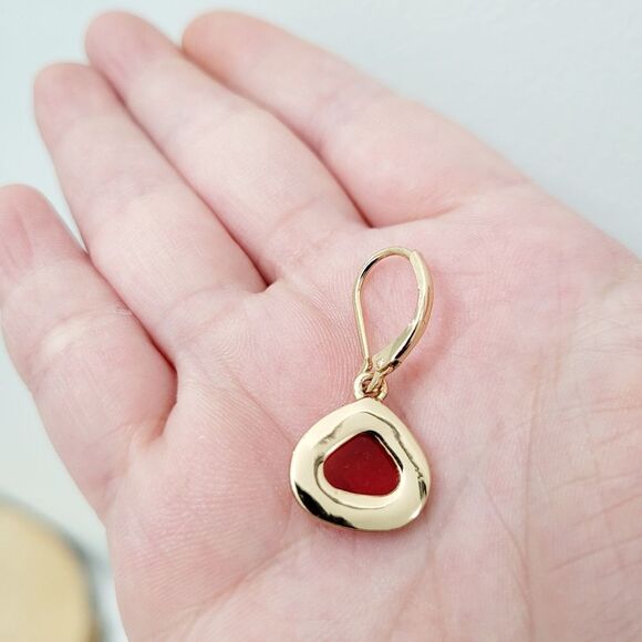 Brand New Anne Klein Red Stone Gold Tone Earrings - Picture 4 of 5